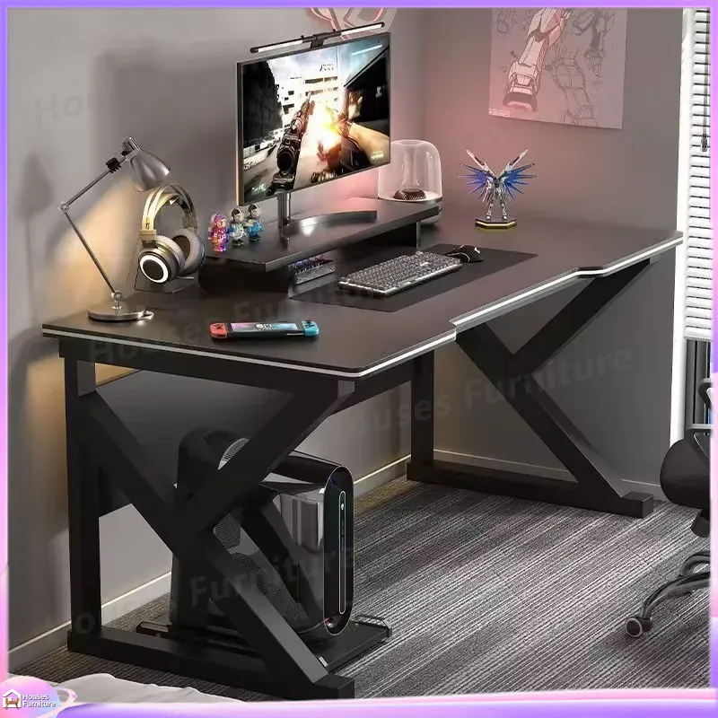 L Shaped Desk Setup - Bureau de jeu en métal noir
