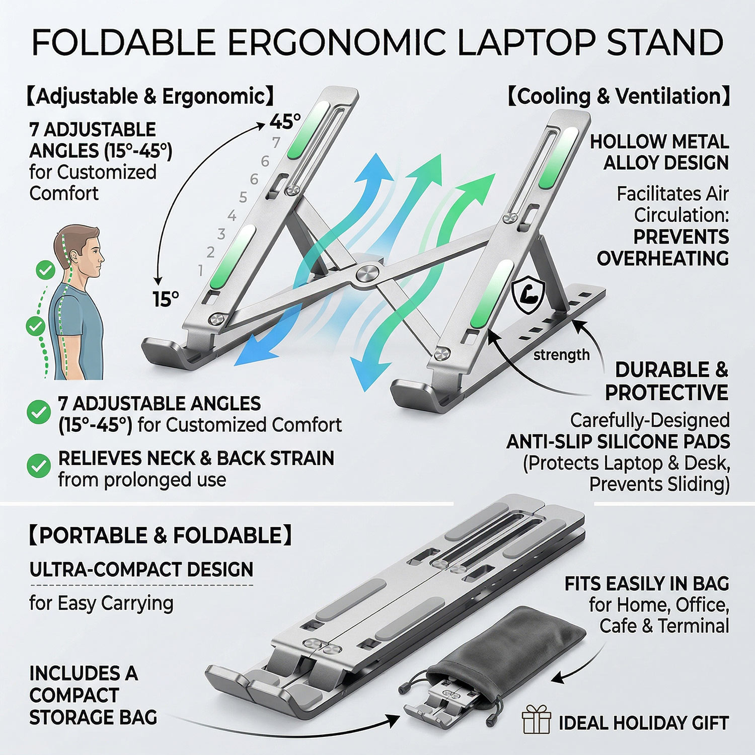 Desk Setup Macbook - Support portable pliable en métal pour