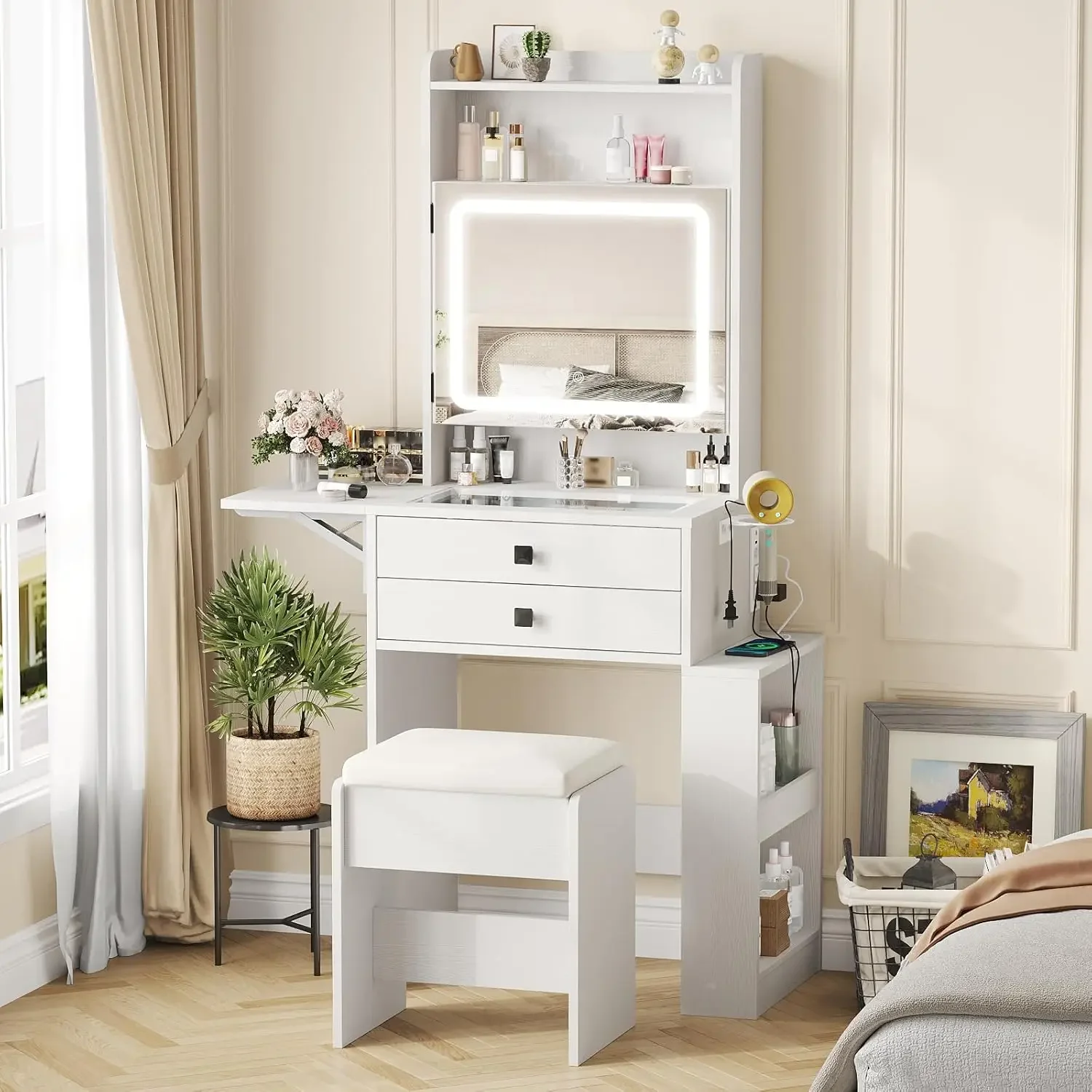 Petit bureau de maquillage ave - Desk Setup Charging Station avis et prix