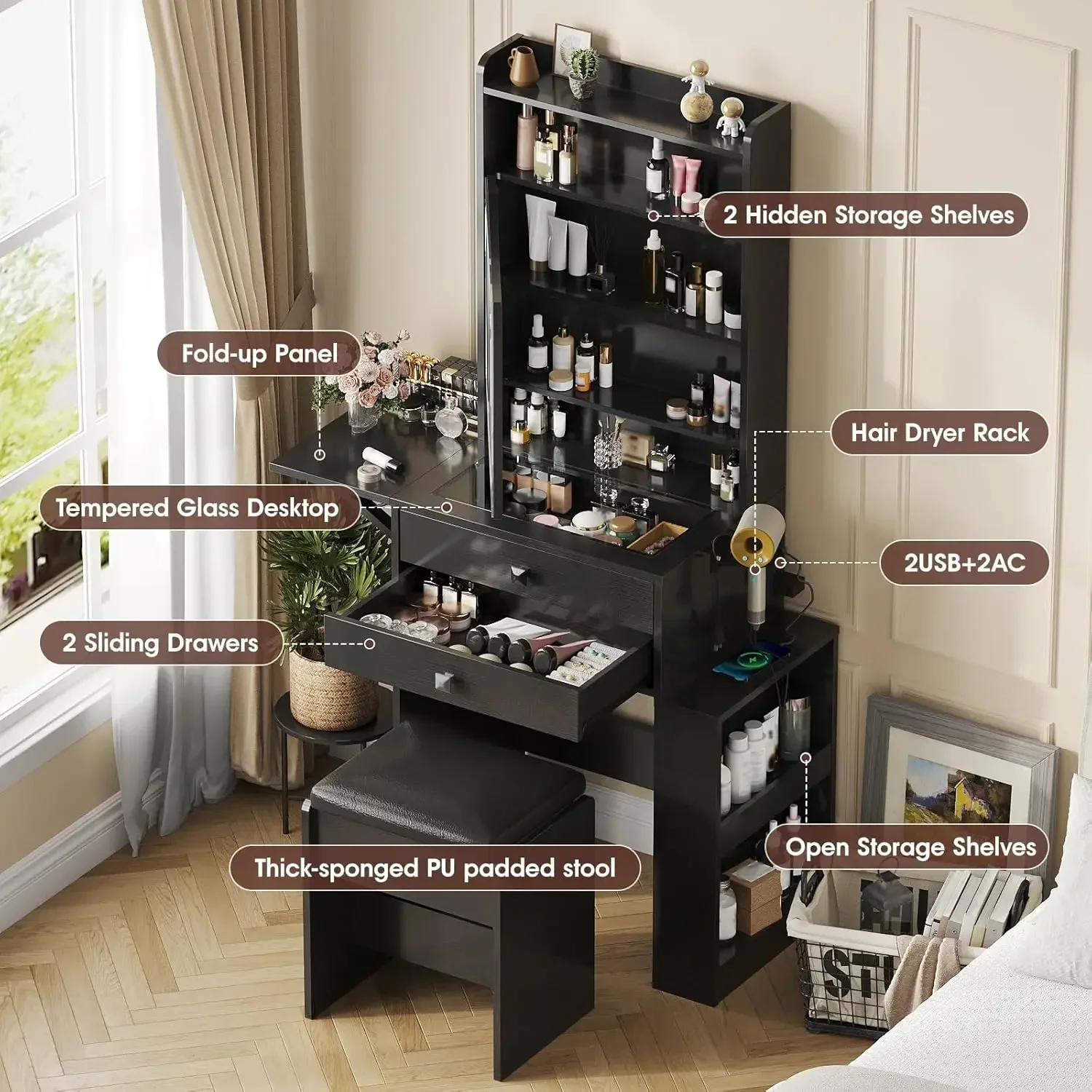 Petit bureau de maquillage, mi - Desk Setup Charging Station avis et prix