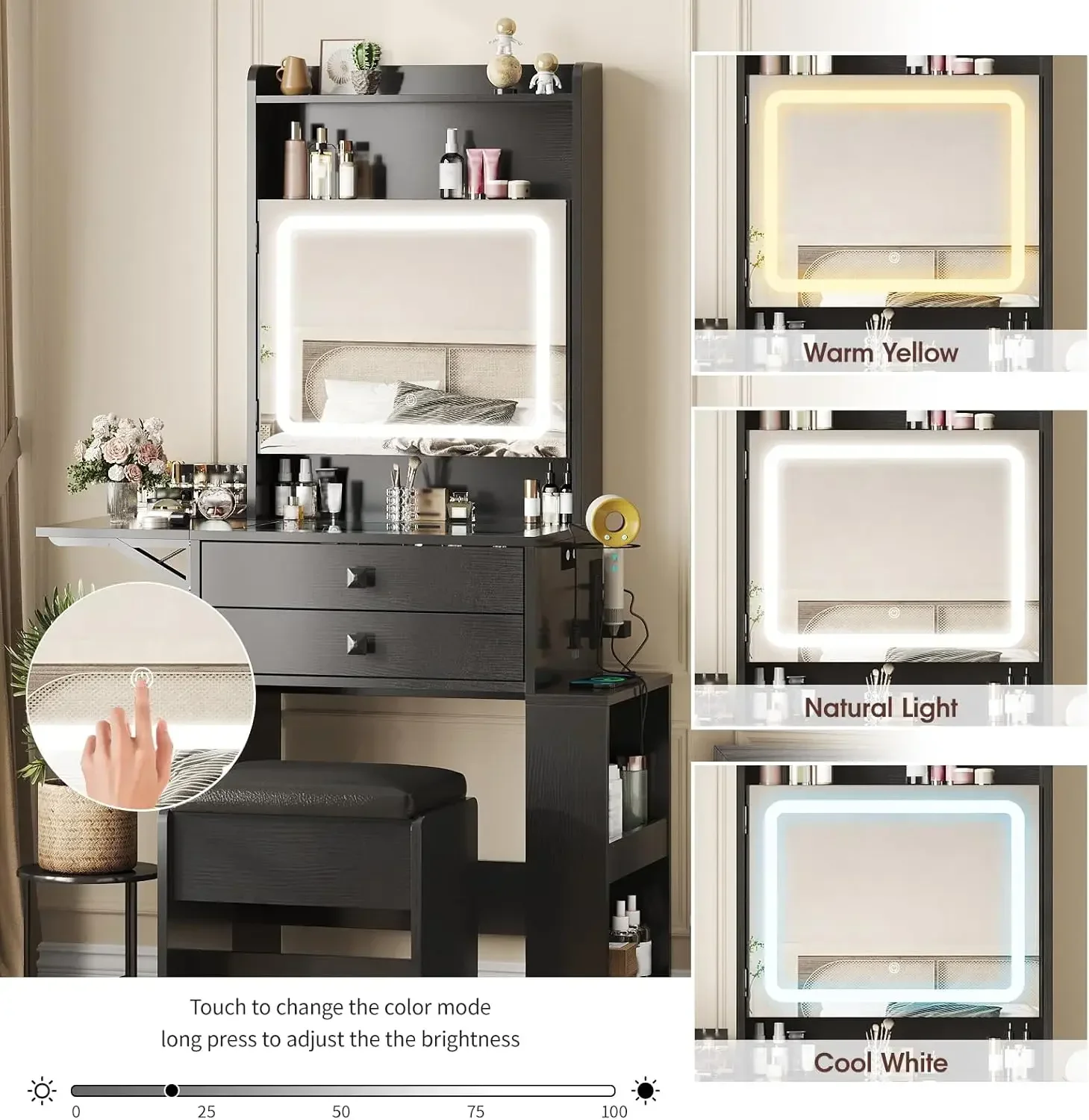 Petit bureau de maquillage, mi - Desk Setup Charging Station avis et prix