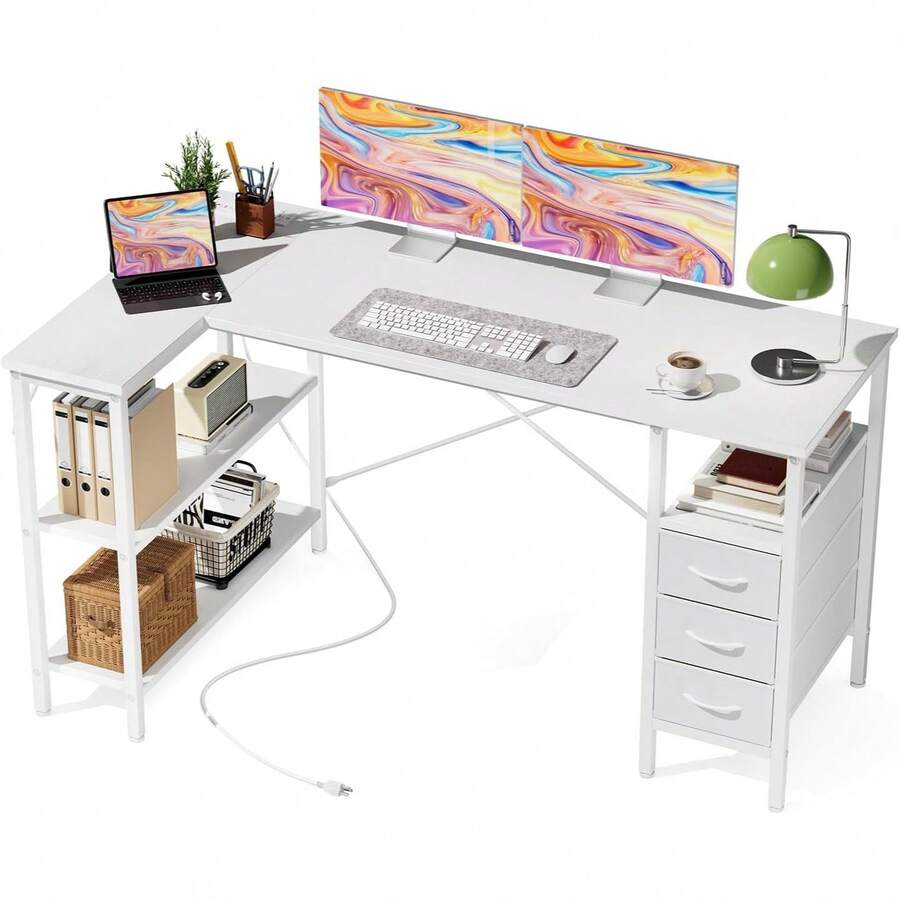 Bureau en forme de L avec étag - L Shaped Desk Setup avis et prix