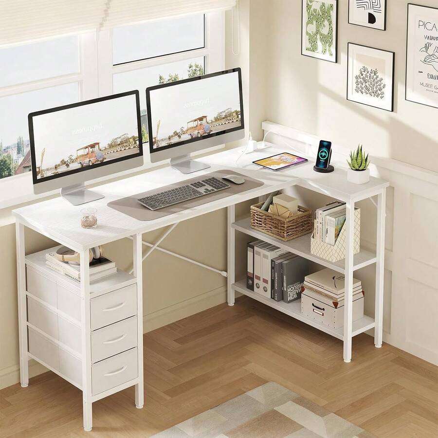 Bureau en forme de L avec étag - L Shaped Desk Setup avis et prix