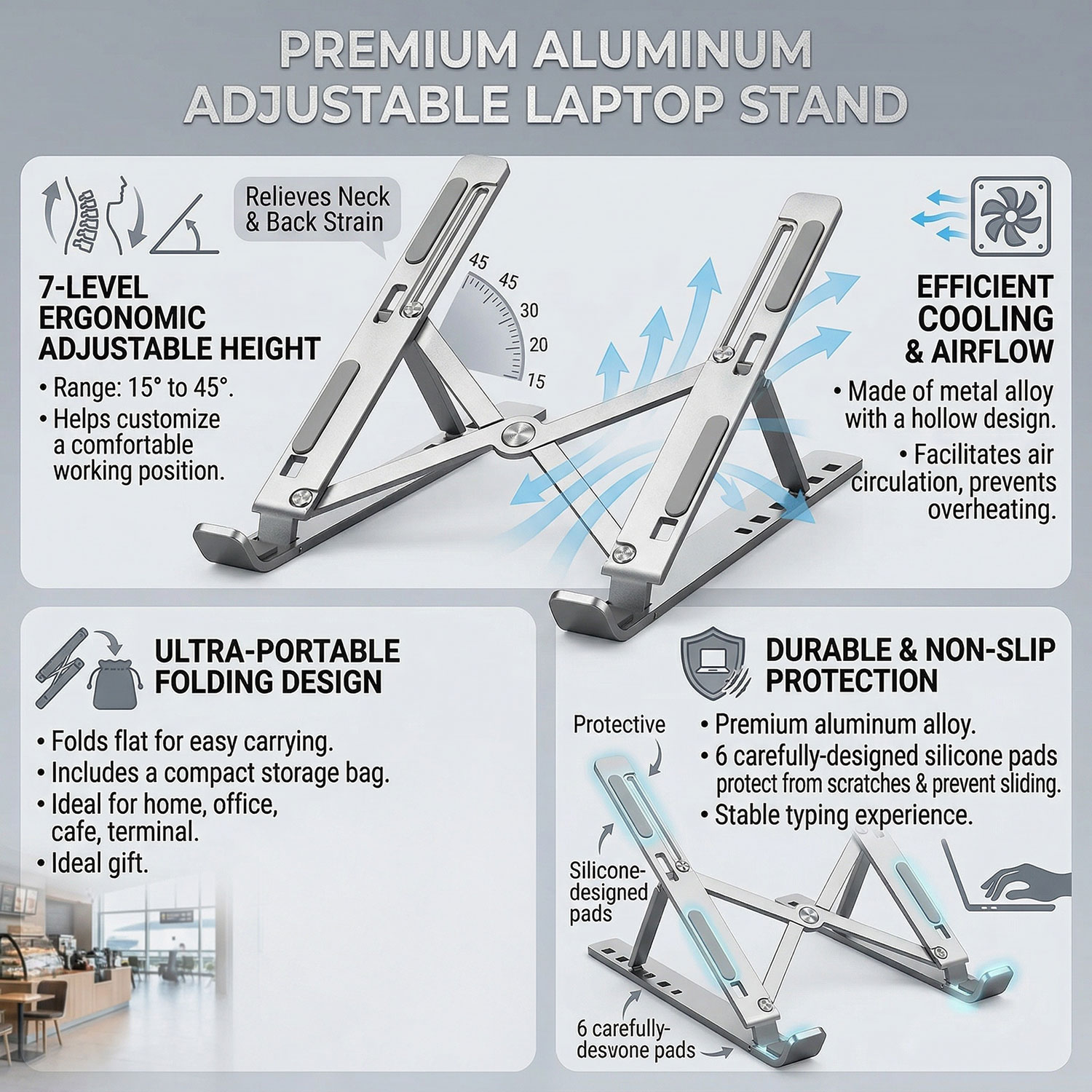 Support portable pliable en mé - Desk Setup Macbook avis et prix