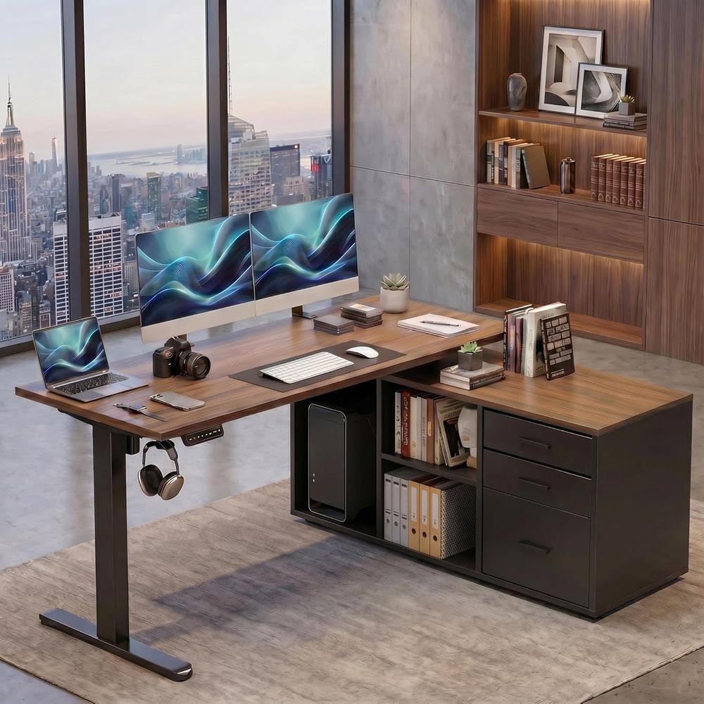 Bureau debout en forme de L de - L Shaped Desk Setup avis et prix
